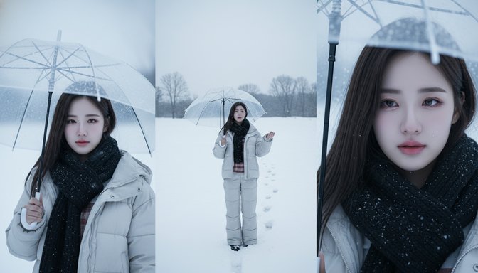 AI Winter Filter (Horizontal Triptych) | Generated by Banana 2 Pro - banana2.pro